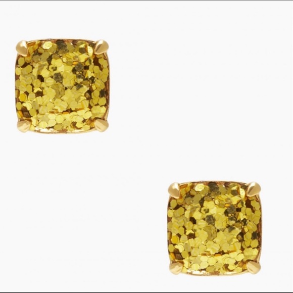 NEW KATE SPADE ♠️ GOLD GLITTER SQUARE STUDS